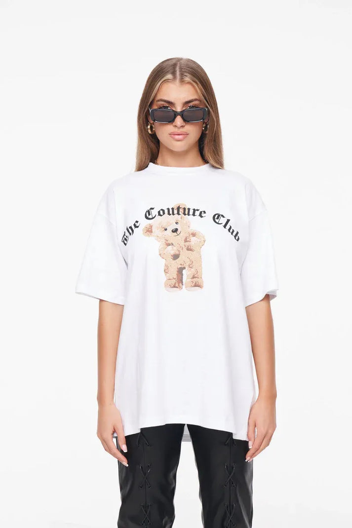 Teddy Print Oversized T-Shirt - White